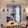DEGHI Set lampadario a sospensione da 2 lampadine e 2 applique in metallo nero con vetro