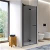DEGHI Box doccia nicchia 90 cm soffietto con vetro anticalcare fumè e profilo nero opaco 195h - Flexy