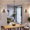 DEGHI Set lampada a sospensione e 2 applique in metallo nero con vetro