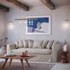 DEGHI Set lampadario a sospensione + 2 applique in metallo bianco con sostegni in legno