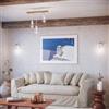 DEGHI Set plafoniera + 2 applique in metallo bianco con supporti in legno