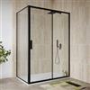 DEGHI Box doccia nero 90x150 lato fisso + scorrevole 200h cm in vetro temperato anticalcare - Naomi