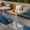 DEGHI Tavolo da pranzo 60x60 cm top effetto rovere scuro con bordi arrotondati e base in metallo bianco - Caio Round