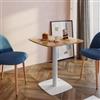 DEGHI Tavolo da pranzo 70x70 cm top effetto rovere con bordi arrotondati e base in metallo bianco - Caio Round