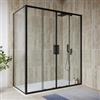 DEGHI Box doccia nero 90x170 angolare fisso + scorrevole 4 ante in vetro temperato anticalcare - Naomi