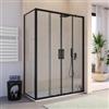 DEGHI Box doccia 70x140 cm nero lato fisso + porta scorrevole 4 ante anticalcare 200h - Naomi