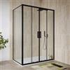 DEGHI Box doccia nero 90x140 cm angolare scorrevole a 4 ante in vetro temperato anticalcare 200h - Naomi