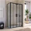 DEGHI Box doccia 70x120 cm profilo nero fisso + porta scorrevole 4 ante anticalcare 200h - Naomi