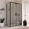 DEGHI Box doccia angolare 80x120 cm scorrevole 4 ante anticalcare telaio nero - Naomi