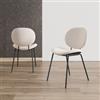 DEGHI Set 2 sedie in velluto beige con gambe in metallo nero - Milva