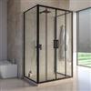 DEGHI Box doccia nero tre lati 90x120x90 cm con porta a 4 ante trasparente anticalcare - Naomi