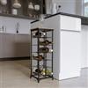 DEGHI Portabottiglie 24x71h cm in metallo nero e legno noce - Holoc