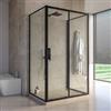 DEGHI Box doccia nero tre lati 90x140x90 cm con porta a 2 ante trasparente anticalcare - Naomi