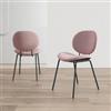 DEGHI Set 2 sedie in velluto glicine con gambe in metallo nero - Milva