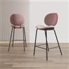 DEGHI Set 2 sgabelli in velluto glicine con gambe in metallo nero - Milva