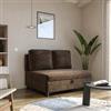 DEGHI Divano letto 2 posti in ciniglia cacao con sistema estraibile e 2 cuscini - Mirrian