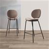 DEGHI Set 2 sgabelli in velluto grigio tortora con gambe in metallo nero - Milva