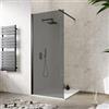 DEGHI Box doccia Walk in 100 cm vetro 8 mm anticalcare fumè e profilo nero 200h - Keep