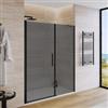 DEGHI Box doccia nicchia 155 cm battente 85 cm e lato fisso con vetro temperato fumé e profilo nero 195h - Nilo