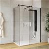 DEGHI Box doccia walk-in due lati 80x90 con vetro anticalcare trasparente e profilo nero opaco 200h - Keep