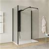 DEGHI Box doccia walk-in tre lati 70x90x70 con vetro anticalcare trasparente e profilo nero opaco 200h - Keep