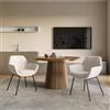 DEGHI Set 2 poltrone in tessuto teddy bianco con gambe nere - Winnie