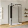 DEGHI Box doccia walk-in tre lati 80x80x80 con vetro anticalcare trasparente e profilo nero opaco 200h - Keep