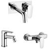 PAINI Set miscelatori lavabo a muro con piastra e bidet con esterno doccia cromato - Parallel di Paini