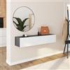 DEGHI Consolle sospesa 135x25h cm antracite con 2 ante bianco opaco e specchio - Betka