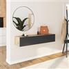 DEGHI Consolle sospesa 135x25h cm effetto rovere con 2 ante antracite e specchio - Betka