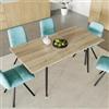 DEGHI Tavolo allungabile 120-160x80 cm con top rovere e gambe in metallo nero - Trako
