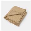 DEGHI Copriletto 130x170 cm in cotone tortora con frange