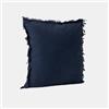 DEGHI Cuscino sfoderabile 45x45 blu in cotone mussolina con frange
