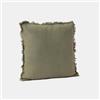 DEGHI Cuscino sfoderabile 45x45 cm verde militare in cotone mussolina con frange