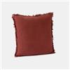 DEGHI Cuscino sfoderabile 45x45 cm mattone in cotone mussolina con frange