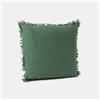 DEGHI Cuscino sfoderabile 45x45 verde in bouclé con frange
