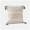 DEGHI Cuscino sfoderabile 45x45 naturale in cotone con nappine verdi