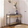 DEGHI Consolle 110x80h cm effetto rovere grano e metallo nero con ripiano - Puton