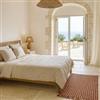 DEGHI Tappeto 60x90 cm in cotone senape e bianco intrecciato con frange