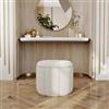 DEGHI Pouf contenitore 45x40h cm in tessuto teddy bianco a forma di fiore - Softer