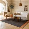 DEGHI Tappeto 200x300 cm in cotone blu scuro e arancione con frange