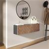 DEGHI Consolle sospesa 120x25 cm antracite e rovere effetto parquet con 2 ante e specchio - Betka