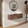 DEGHI Consolle sospesa 120x25 cm noce effetto parquet con 2 ante e specchio - Betka