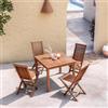 DEGHI Set pranzo tavolo 90x90 cm e 4 sedie pieghevoli in legno teak - Louis