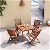 DEGHI Set pranzo tavolo 90x90 cm e 4 sedie con braccioli in legno teak - Louis