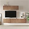 DEGHI Parete attrezzata 180 cm 2 pensili bianco e rovere effetto parquet con 5 ante - Betka