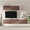 DEGHI Parete attrezzata 180 cm 2 pensili bianco e noce effetto parquet con 5 ante - Betka