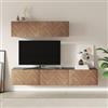 DEGHI Parete attrezzata 180 cm 2 pensili antracite e rovere effetto parquet con 5 ante - Betka