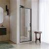 DEGHI Box doccia nicchia 90 cm battente con vetro slim trasparente e profilo nero opaco 195h - Glide