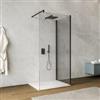 DEGHI Box doccia walk-in 70x90 cm angolare con vetro trasparente e profilo nero 200h - Keep